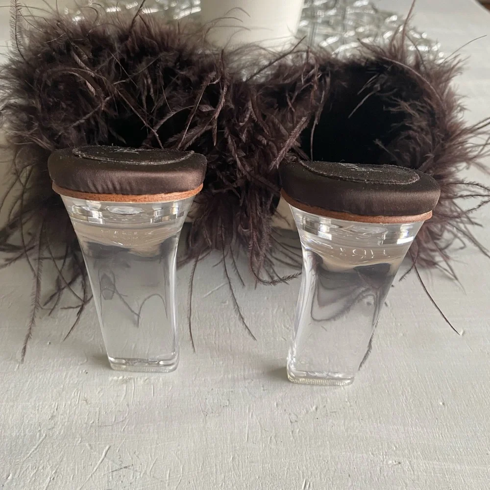 New BHLDN x Jeffrey Campbell Daisy Feather  Boa Heels size 6 - Picture 7 of 10